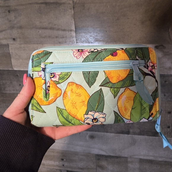 Vera Bradley RFID Turnlock Wallet in the 'Lemon Grove' pattern - Picture 2 of 6